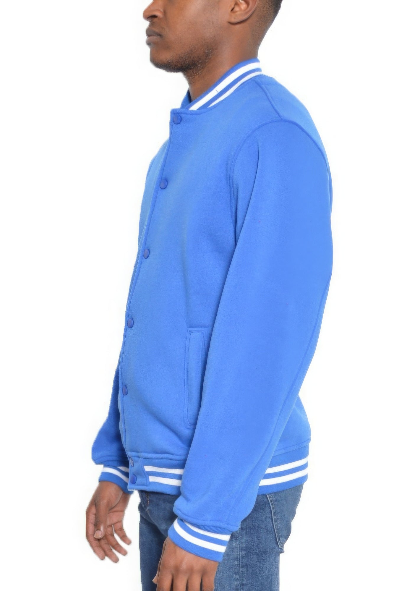 Mens Fleece Snap Button Varsity Jacket