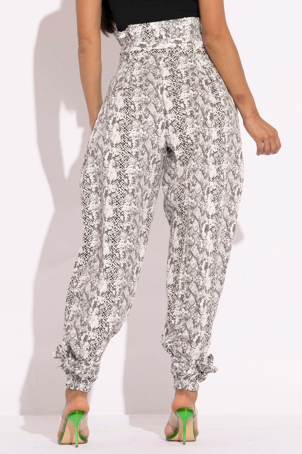 Snake Skin Printed Paper Bag Style Cargo Pants